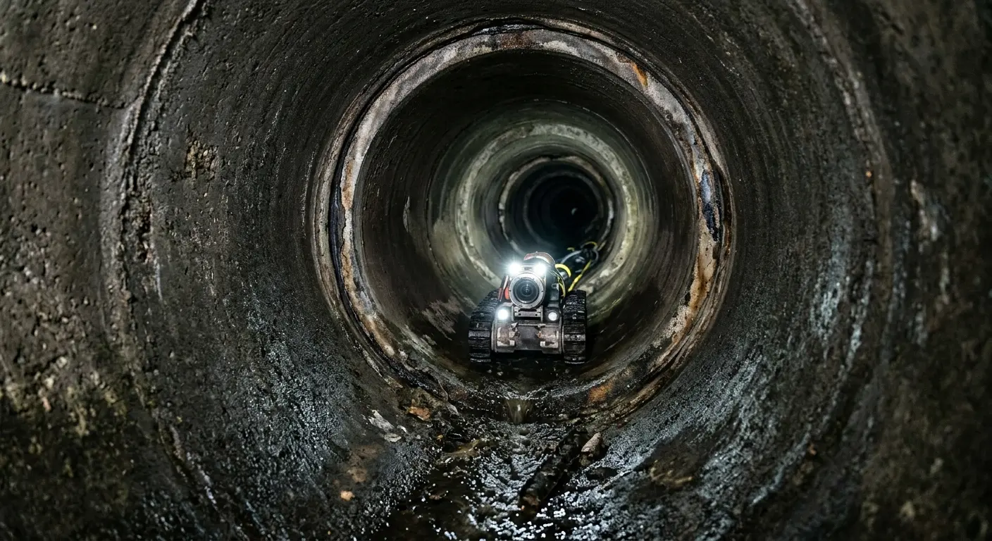 Robotic sewer camera inspecting pipe interior for Sewer Line Repair in Mount Rainier